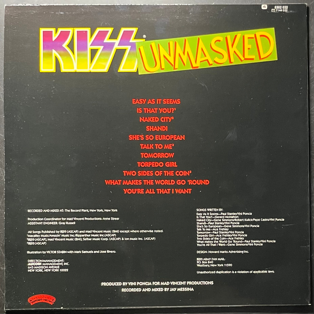 Kiss - Unmasked (Скандинавия 1980г.)