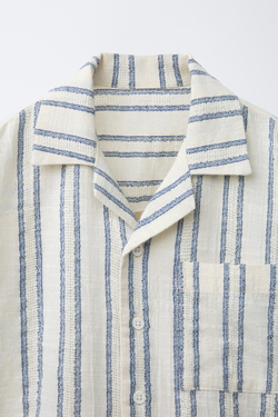 ZARA РУБАШКА В ПОЛОСКУ, КРЕМОВЫЙ