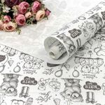 Упаковочная бумага, Крафт 50гр (0,7*10 м) Мишки Тедди, Белый, 1 шт.