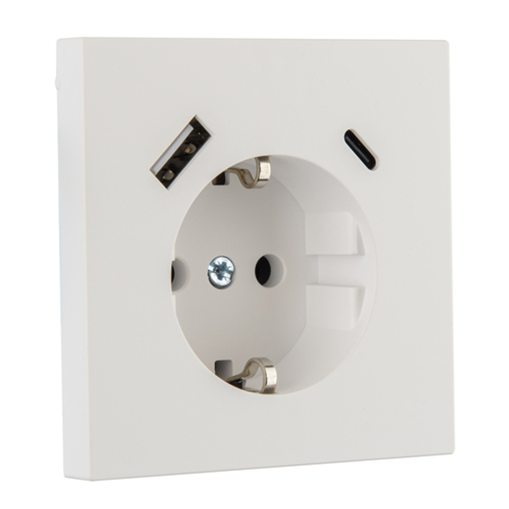 Розетка с USB, 16А 250В с зарядным (A+C) 3,4А LIREGUS MODERN IUK-3-01.M/WWM белый матовый