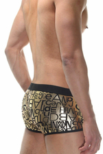 Мужские золотистые трусы-боксеры с принтом (Размер: M) (Цвет: золотистый)