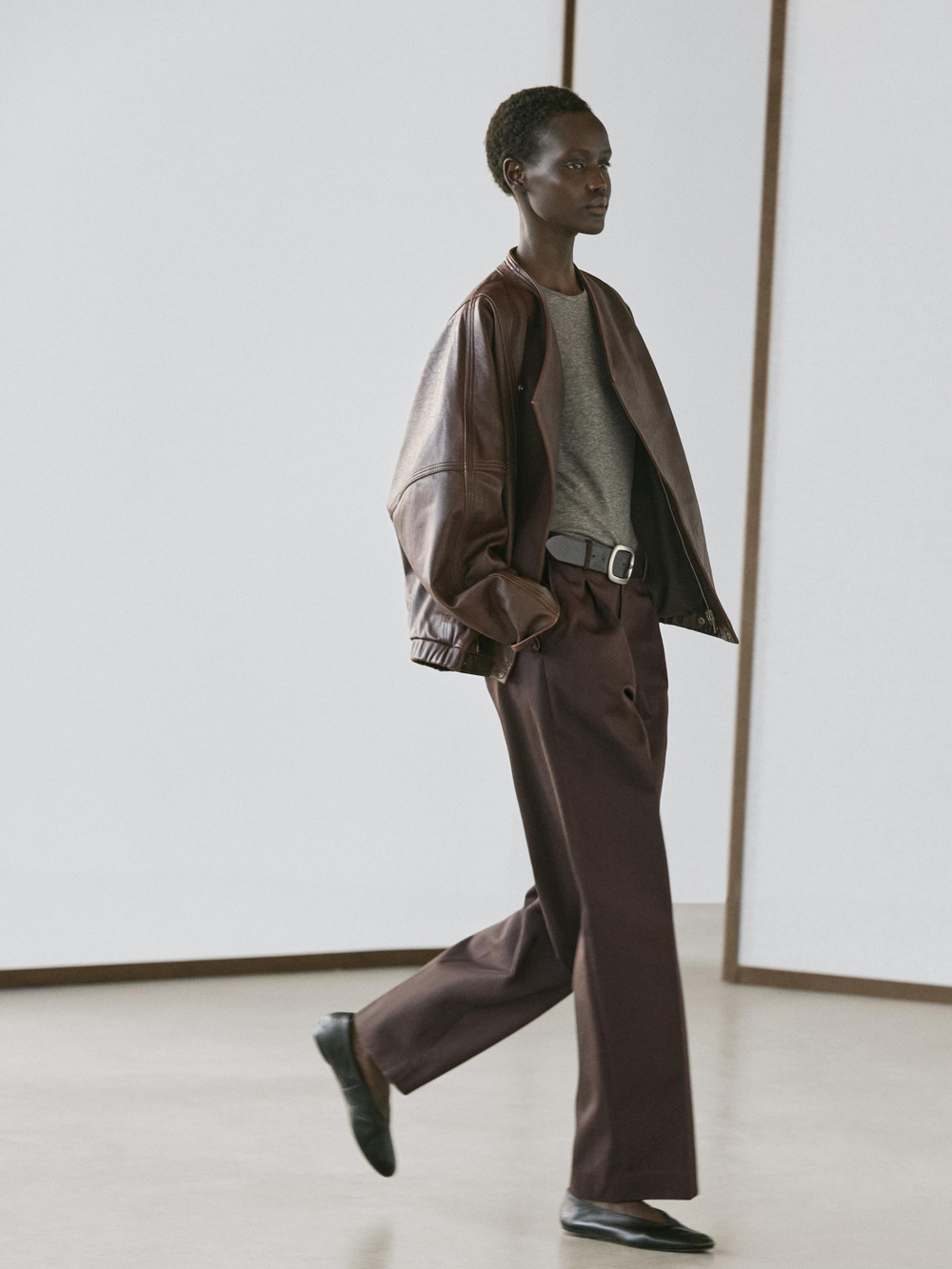 Massimo Dutti Хлопковые брюки с вытачками, шоколадный