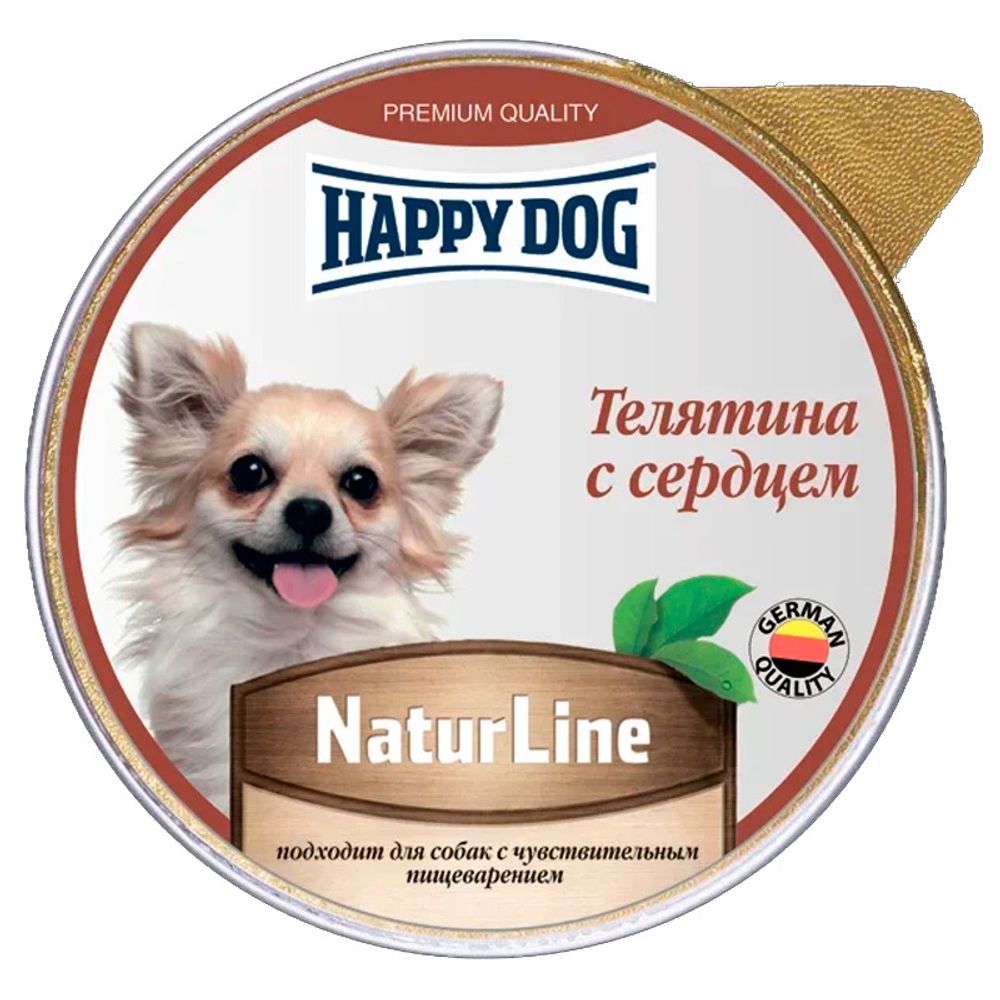 Паштет для собак мелких пород Happy Dog Хэппи Дог NatureLine Телятина с сердцем (НФКЗ), 125 гр.