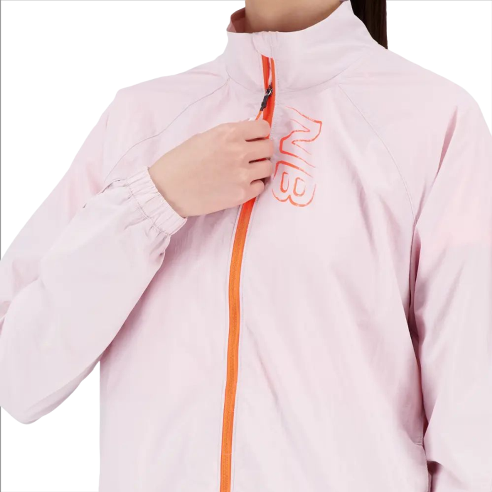 Женская теннисная куртка New Balance Printed Impact Run Light Pack Jacket - Pink