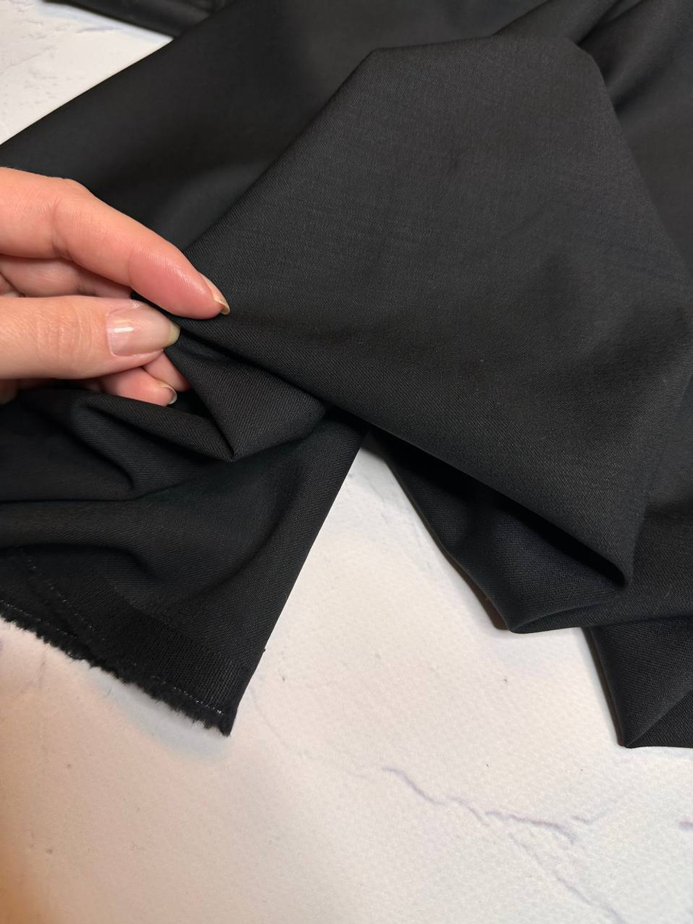 Костюмно-плательная однотонная шерсть с эластаном (L.Piana, 95%шерсть/5%эластан, Черная ночь, 154, 220 гр/м2)