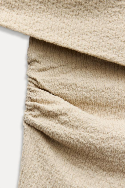 ZARA АСИММЕТРИЧНЫЙ ТОП ИЗ РЕЛЬЕФНОЙ ТКАНИ, БЕЖЕВЫЙ