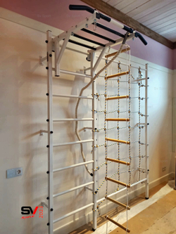 Монтаж шведской стенки Sv Sport с канатным лазом в пеноблочные, газоблочные стены