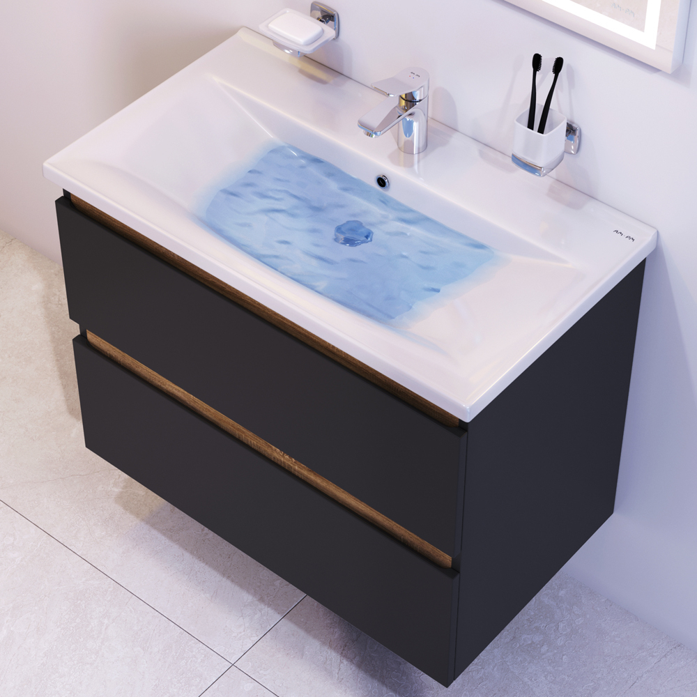 M85AFHX0802BM X-Joy, База под раковину, подвесная, 80 см, 2 ящика, черный матовый