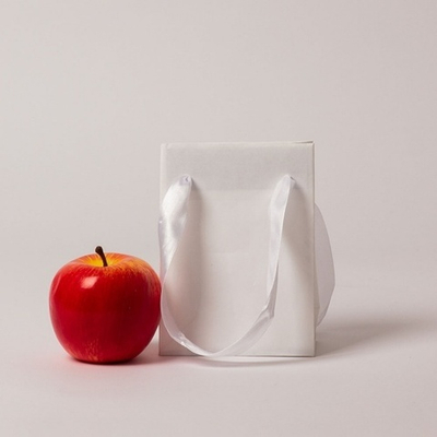 Пакеты бумажные, 11x15x6, белый, лента атласная