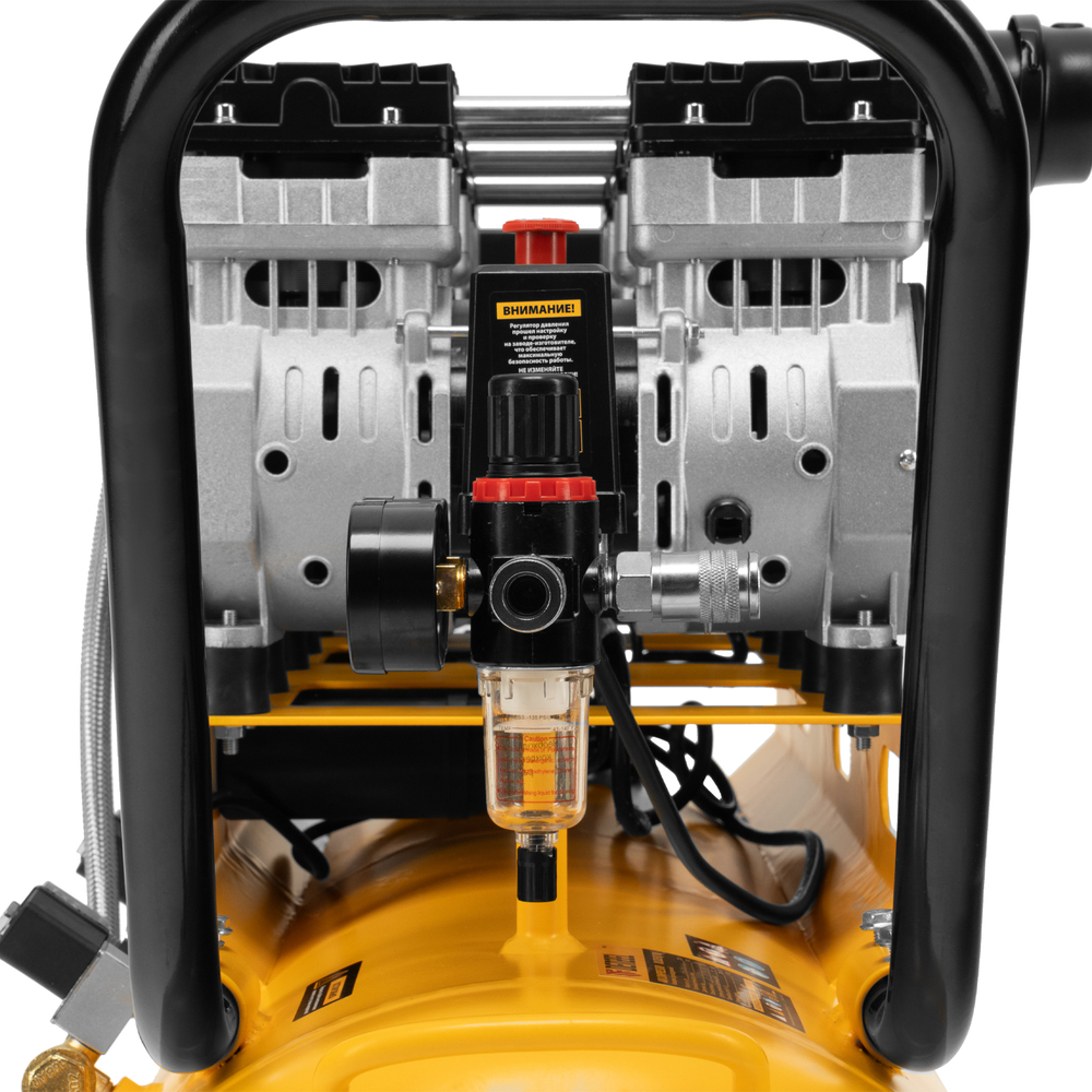 Компрессор безмасляный, малошумный  DLS 2250/100, 2250 Вт, 3x750, 100 л, 410 л/мин блок управления/ Denzel