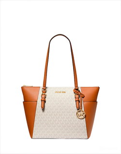 Шоппер Michael Kors Charlotte Large Logo and Leather Top-Zip | Бежевый с песочным