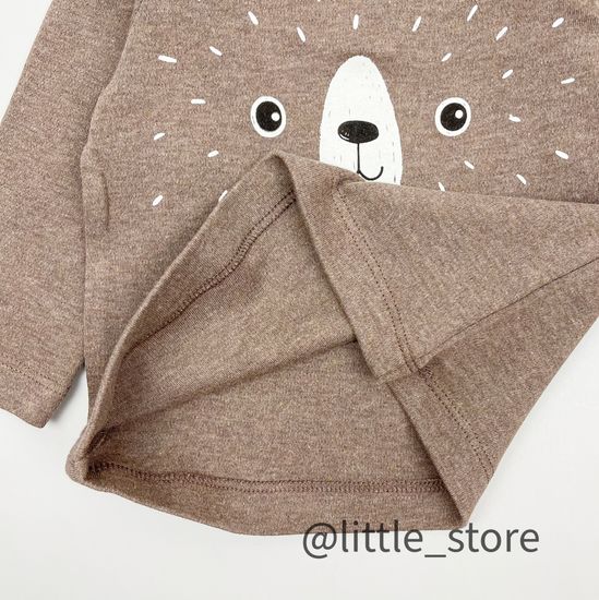 Лонгслив хлопковый "Зима в лесу" коричневый меланж