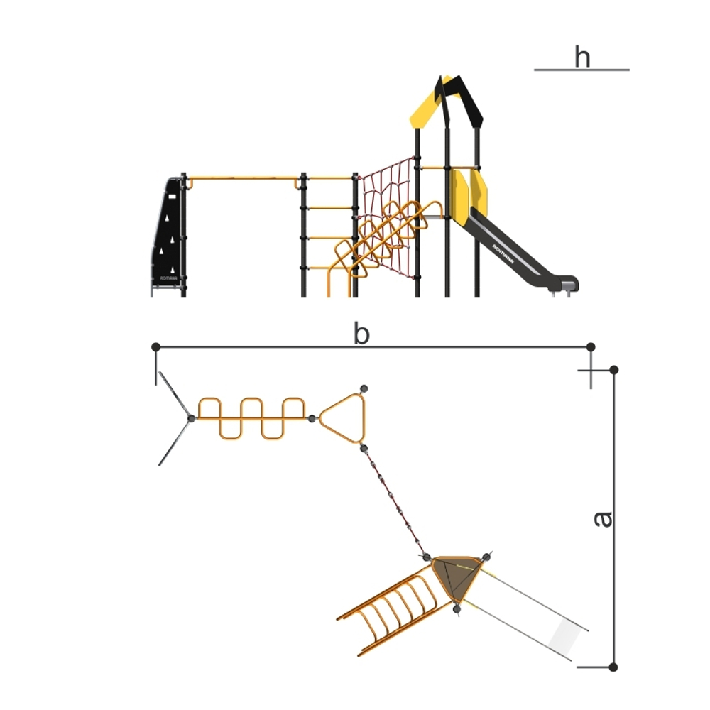 Детский спортивный комплекс с рукоходом-змейка Серия треугольник Romana 401.30.00