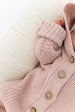 Комплект 3в1 из мериноса с капюшоном, Пудровый