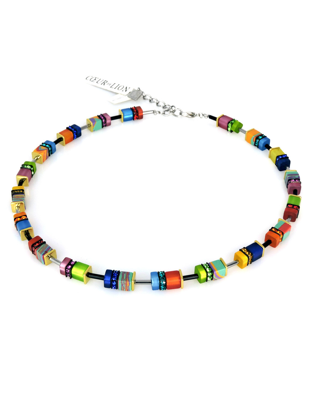 4746/10-1500 Coeur de Lion Радужное колье Multicolor с кристаллами Сваровски.