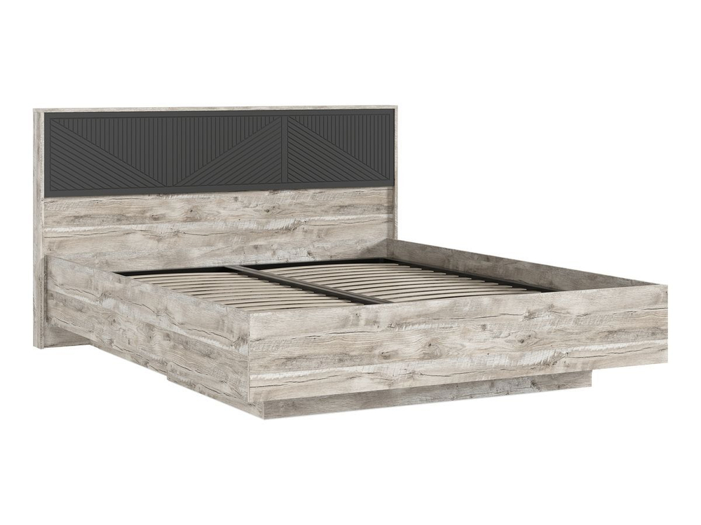 Кровать двухспальная 160х200 парящая с подъемным механизмом Браш Графит/Дуб Крафт