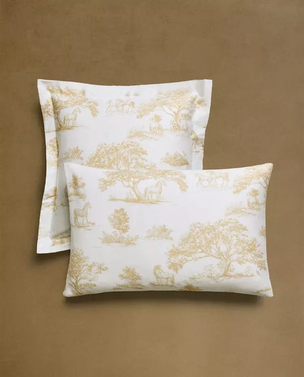 ZARA HOME НАВОЛОЧКА С ПРИНТОМ, ЖЕЛТОВАТО-БЕЛЫЙ