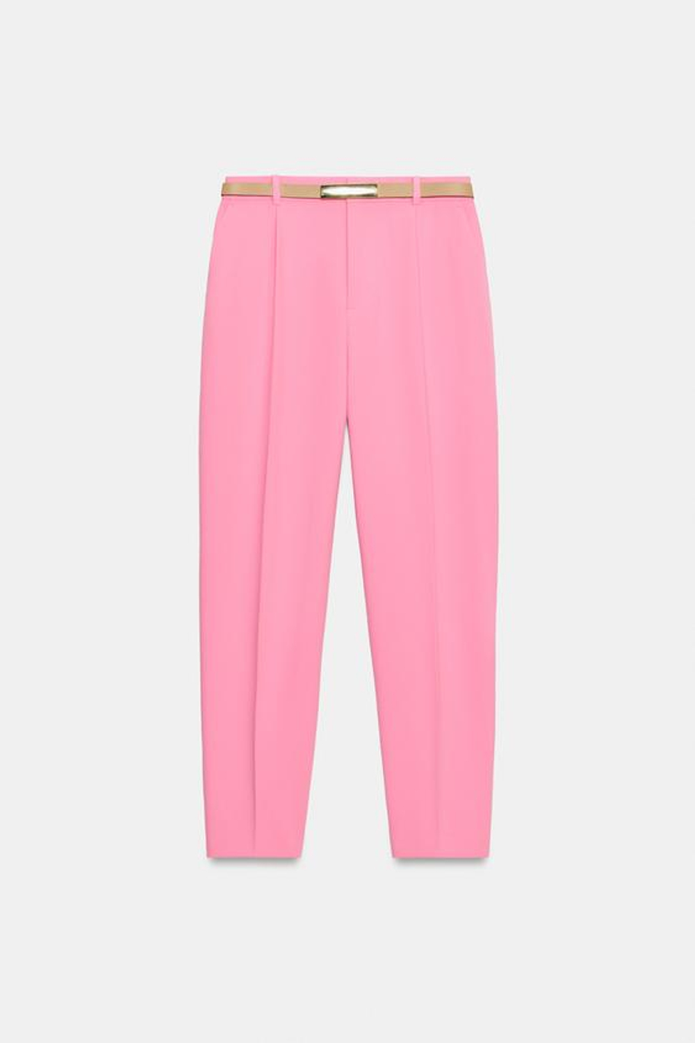 ZARA ПРЯМЫЕ БРЮКИ С ПОЯСОМ, РОЗОВЫЙ