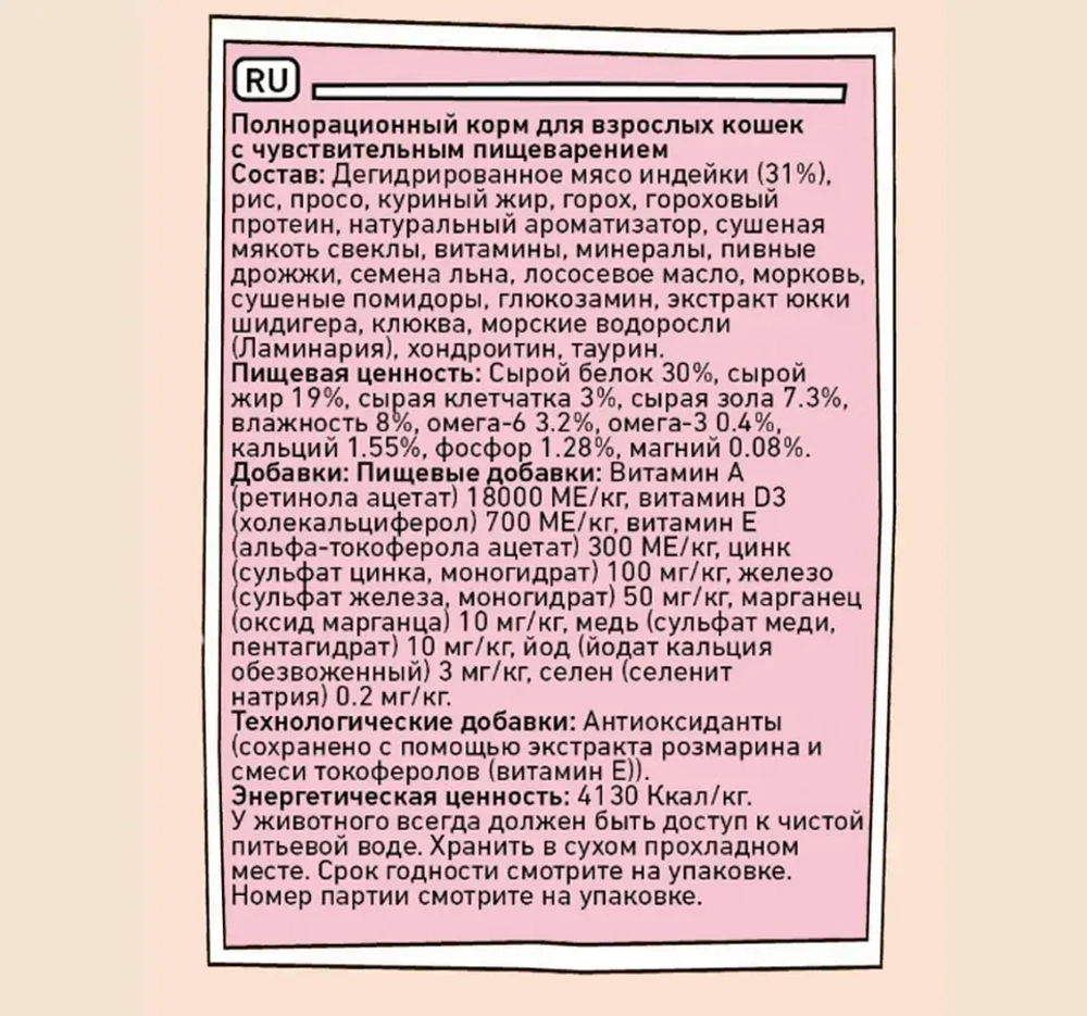 Корм для ZILLII (Зилли) Cat Sensitive Digestion 2кг индейка сухой для кошек с чувствительным пищеварением