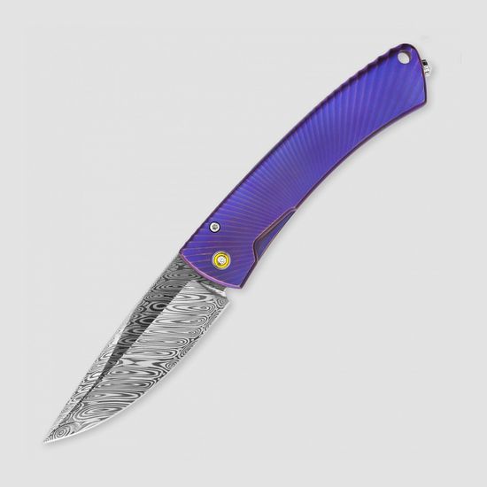 Складной нож Lion Steel "TISPINE" L/TS-1D Diamond c клинком из стали Damasteel, рукоять титан