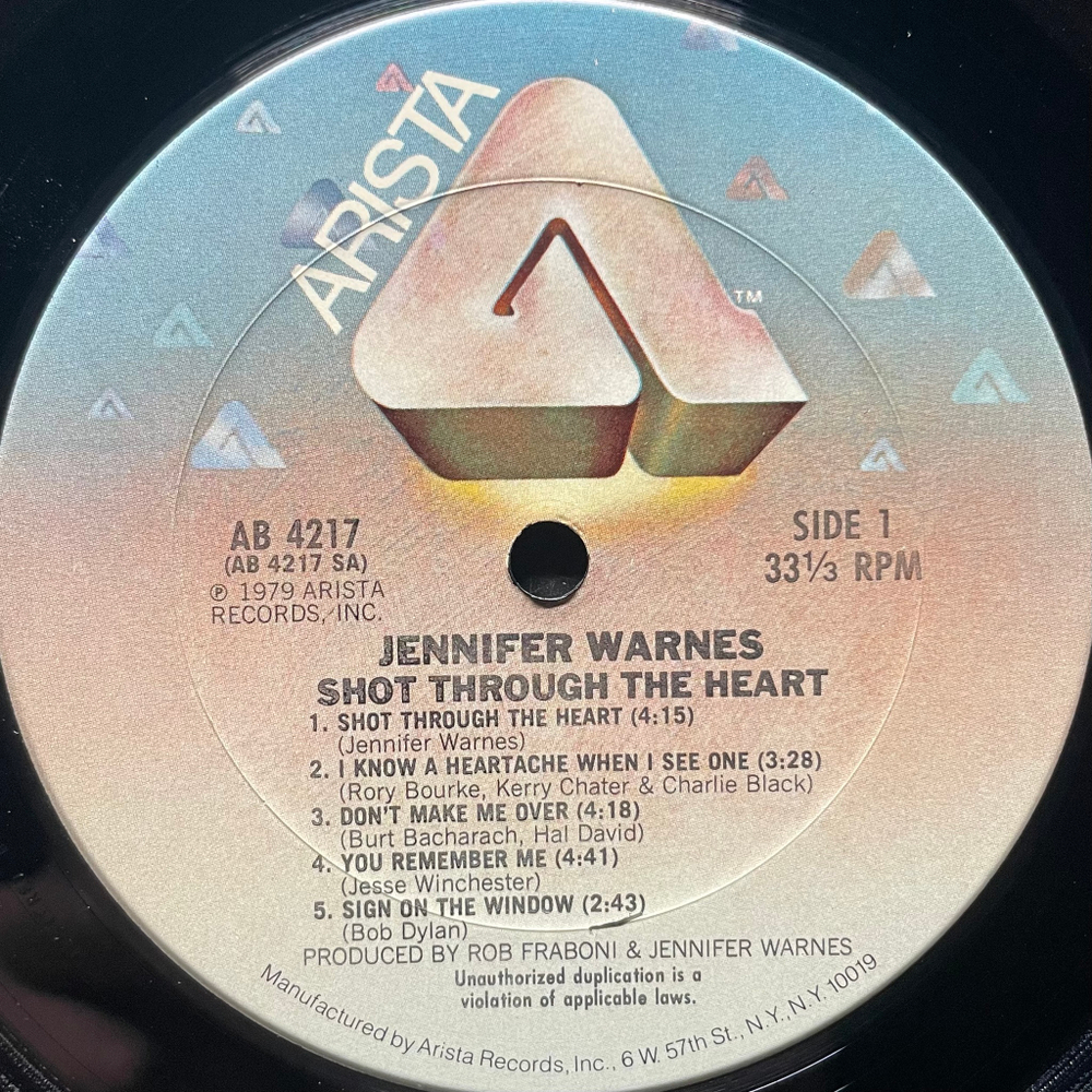 Jennifer Warnes ‎– Shot Through The Heart (США 1979г.)