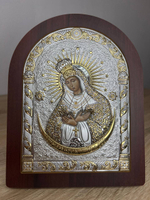 Остробрамская БМ, икона арочная, красное дерево 175х225