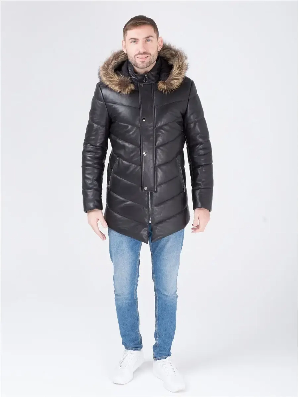 Мужская куртка/кожаная/натуральная кожа/парка/Турция