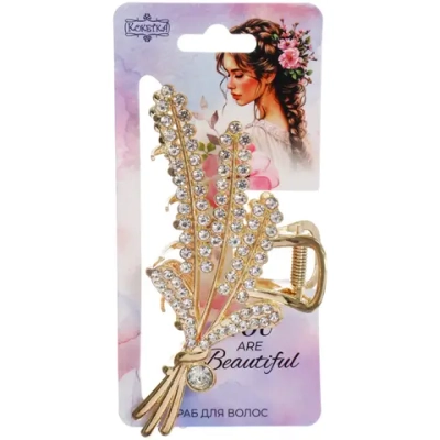 Заколка-краб для волос «AKS - DesignPRO», веточки, цвет золото и хром, 11,5*5см