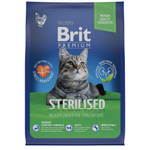 Корм для стерилизованных кошек сухой BRIT PREMIUM Cat Sterilised Chicken 2 кг для взрослых животных/с курицей
