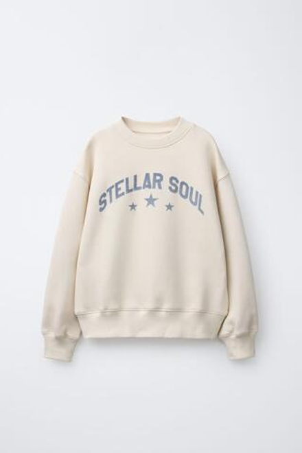 ZARA ТОЛСТОВКА С БЛЕСТЯЩИМИ ЗВЕЗДАМИ, ЭКРЮ