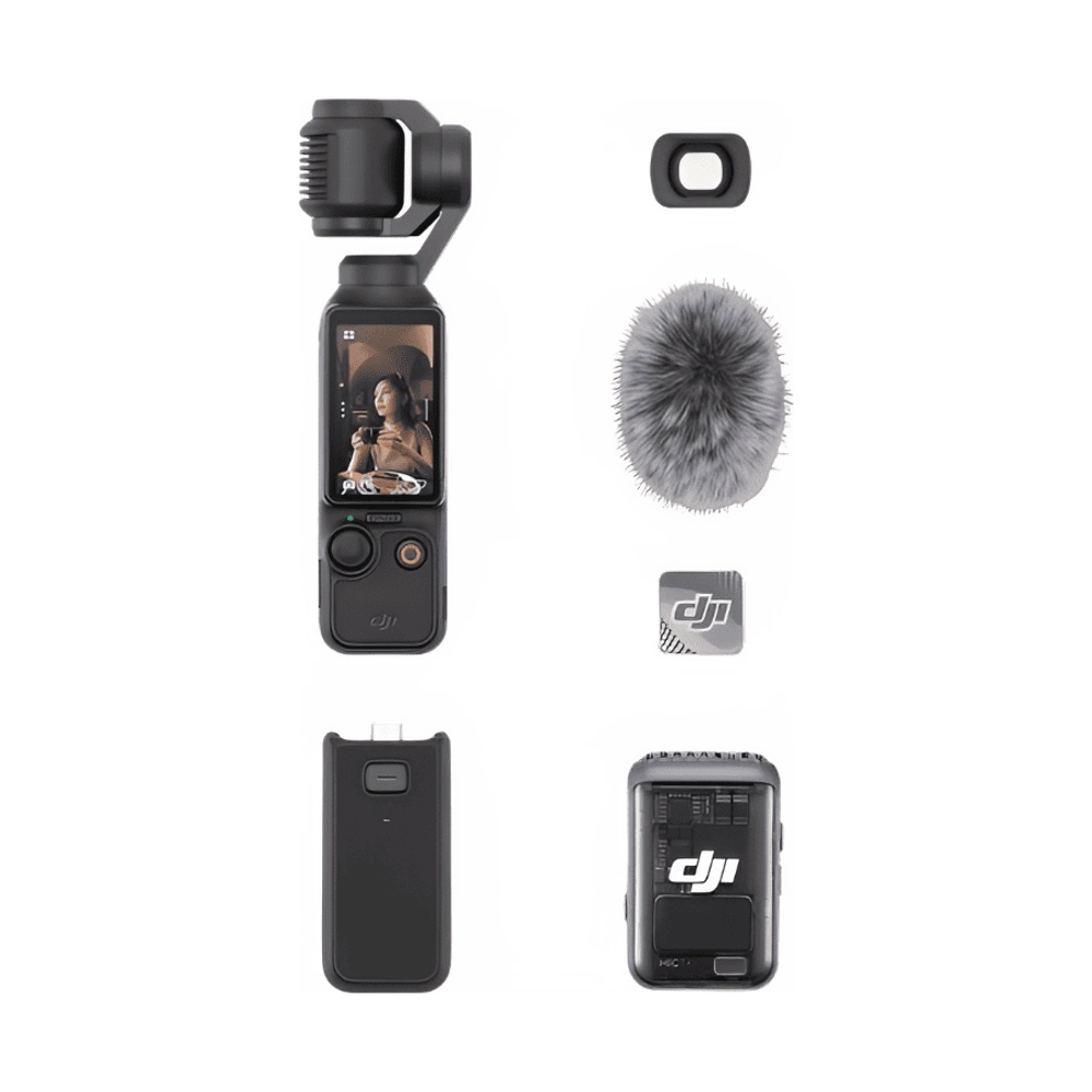 Экшн-камера DJI Osmo Pocket 3 Creator Combo, черная, с 4K видео, стабилизацией и аксессуарами для контента.
