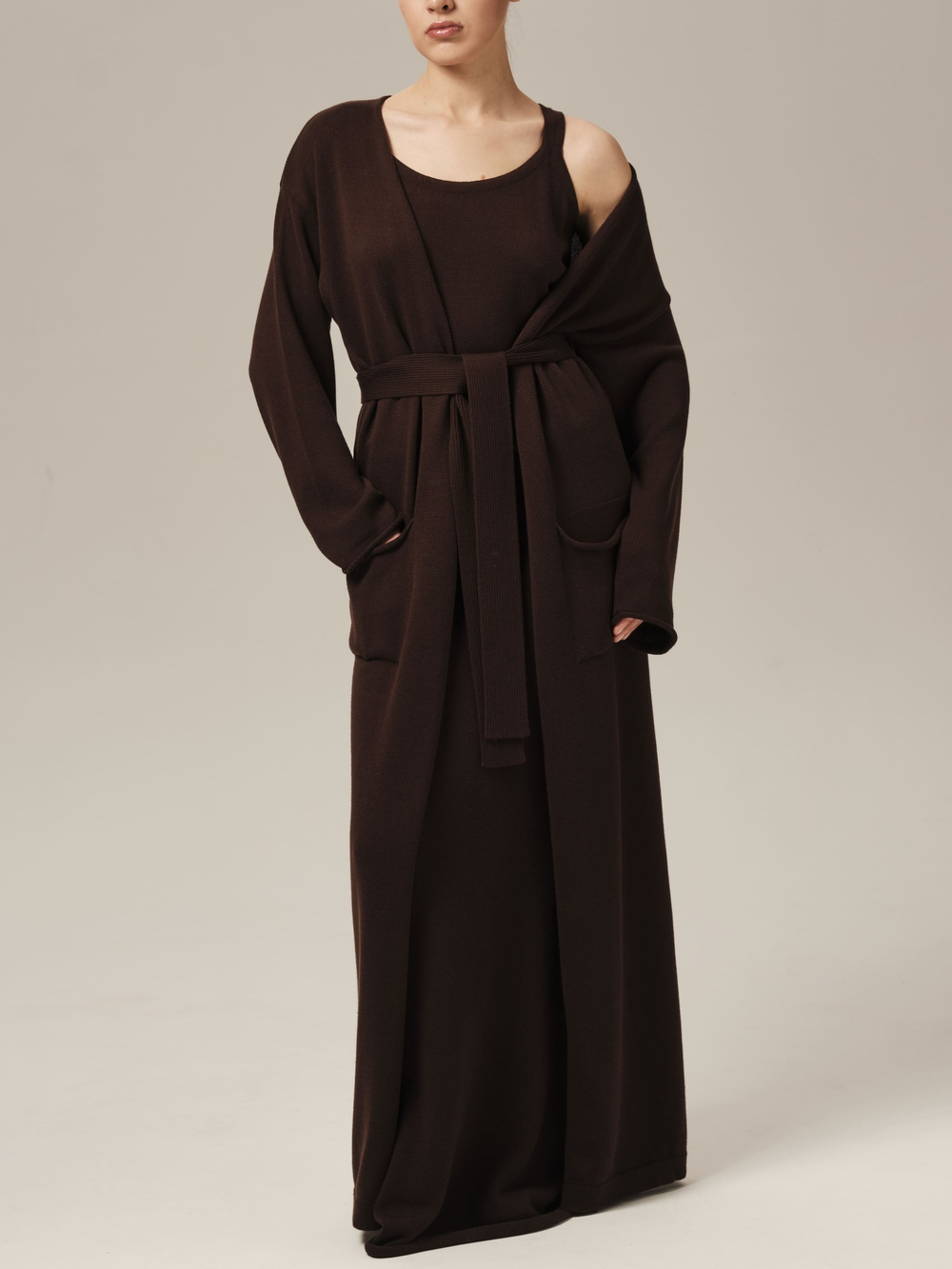 C0385-03 т.коричневый L-XL/164 Кардиган dbr
