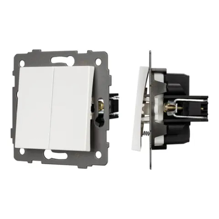 Механизм выключателя двухклавишный самовозвратный SWT-MKR2-PL-WH-V (250V, 10A) (Arlight, -) 049883