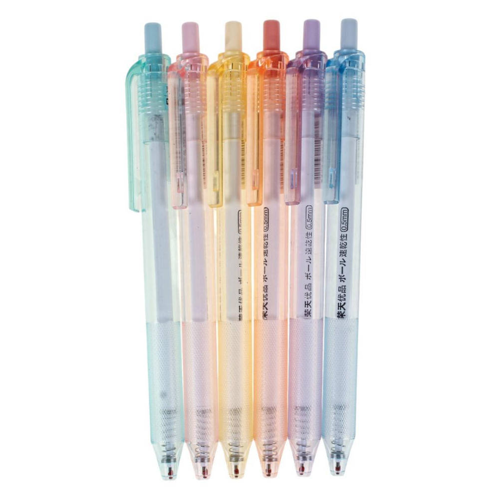 Ручка гелевая "Pastel" автомат 0,5мм, черная, полупрозрачный цв. корпуса, 6 цв.
