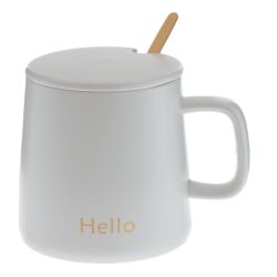 GAEM Кружка с крышкой и ложкой, 400 мл, L12 W9 H9 см, 4в.