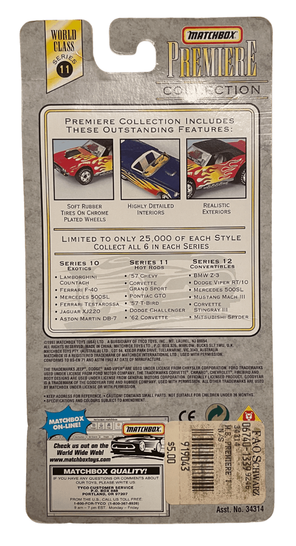 Matchbox Premiere Collection - World Class Series 11 - Hot Rod Collection - '62 Corvette (1997)