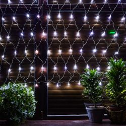 ULD-N1515-96-TTK WHITE IP44 Сетка светодиодная с эффектом мерцания. 1.5х1.5м. Соединяемая. 96 светодиодов. Белый свет. Провод прозрачный. TM Uniel