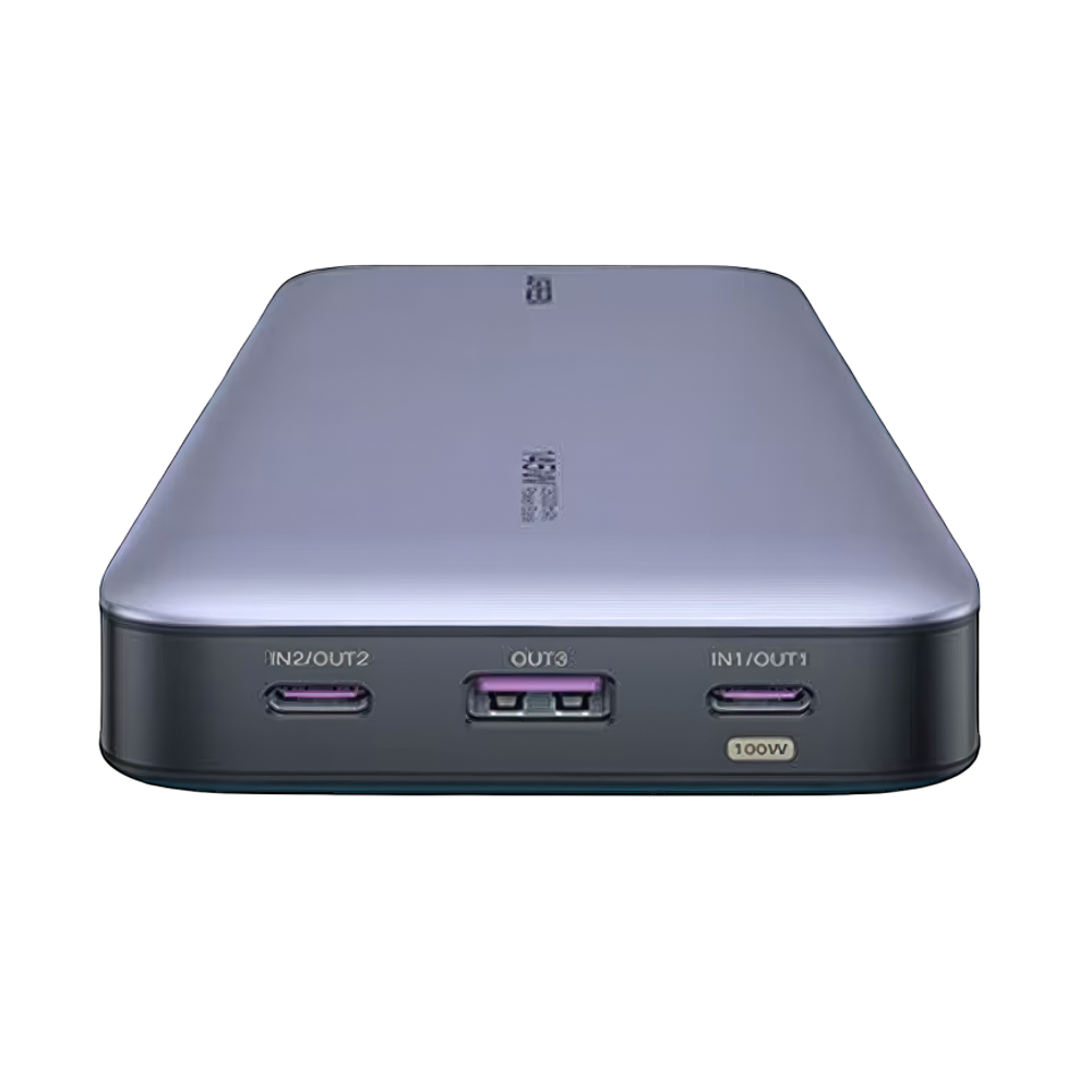 Внешний аккумулятор Ugreen (25000 мА·ч) (PB205) Проводная зарядка: 2 USB-C, USB-A. Беспроводная зарядка: нет. Есть дисплей, поддержка PD 3.1 и QC 3.0. Энергоёмкость — 90 Вт·ч. Максимальная выходная мощность — 140 Вт