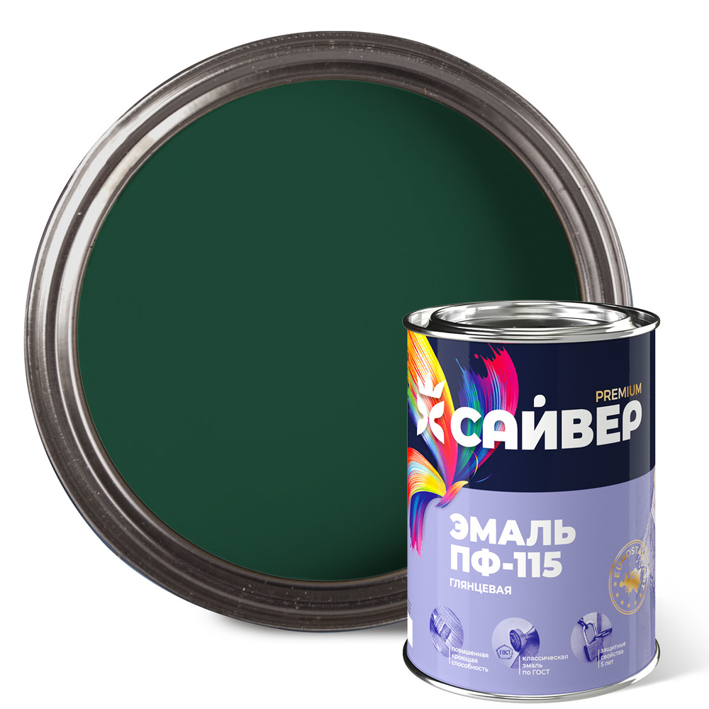 САЙВЕР  Эмаль ПФ-115 Изумрудная 0,8кг ГОСТ 6465-76