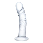 Стеклянный фаллоимитатор из стекла 7’’ Curved Realistic Glass Dildo With Veins - 15,9 см. (Цвет: прозрачный)