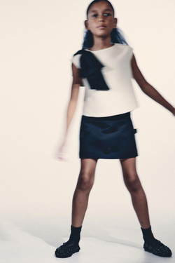 ZARA ЮБКА С БАНТАМИ, ЧЕРНЫЙ