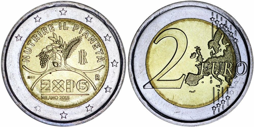 Италия 2 евро, 2015 ЭКСПО 2015, Милан UNC