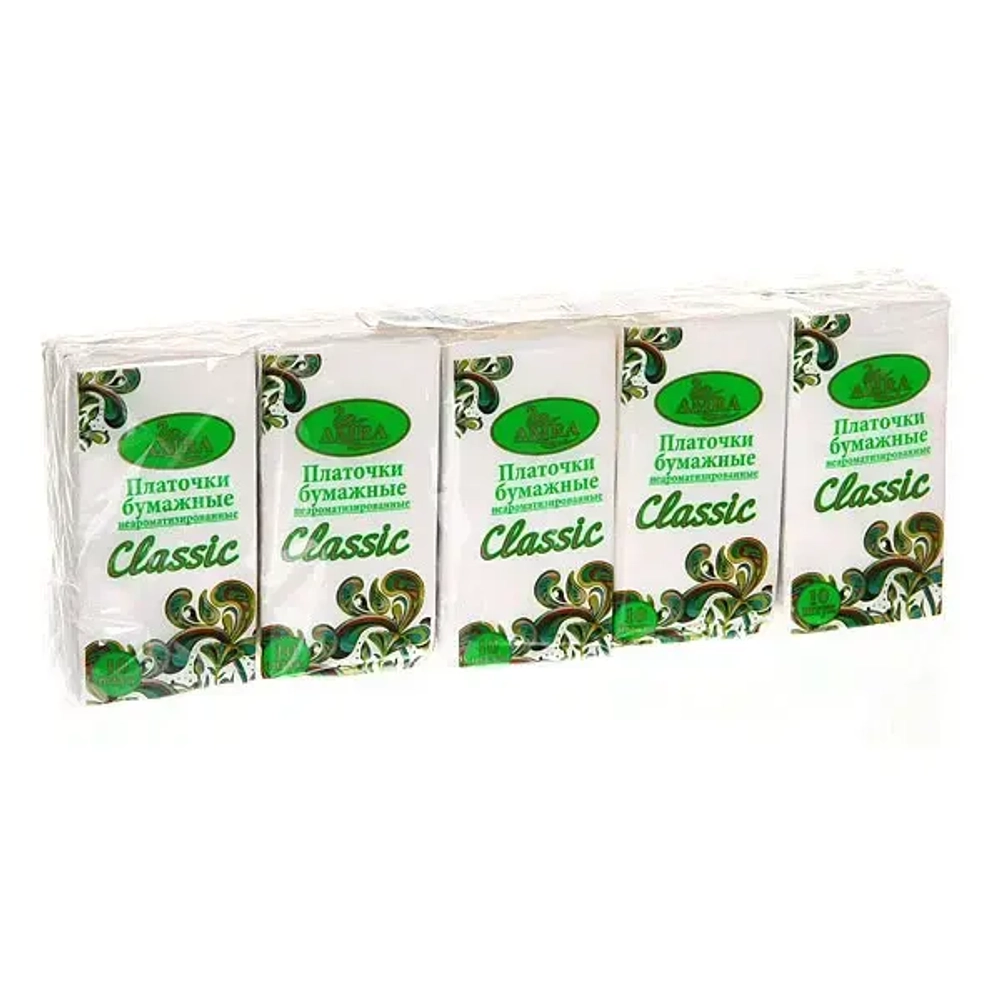 Платочки носовые бумажные Amra неароматизированные 10шт.