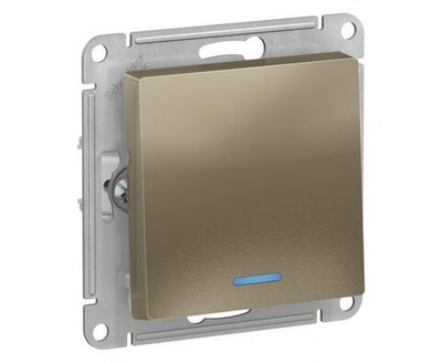 Выключатель 1-кл. СП AtlasDesign 10А IP20 (сх. 1а) 10AX с подсветкой механизм шампань Schneider Electriс ATN000513