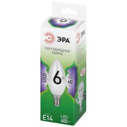 Лампа светодиодная ЭРА GREEN LINE LED B35-6W-865-E14 GL 6Вт свеча холодный свет E14 | Лампы cветодиодные Свеча (B/C)