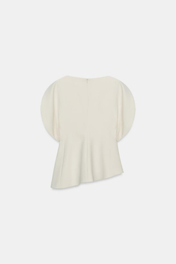 ZARA ТОП С ОБЪЕМНЫМИ РУКАВАМИ — ZW COLLECTION, ЦВЕТ СЛОНОВОЙ КОСТИ