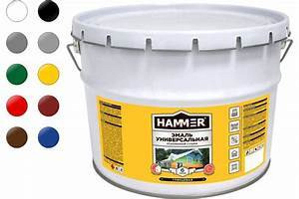 Эмаль универс. уск/суш глянц. зеленая 0,9 кг Hammer
