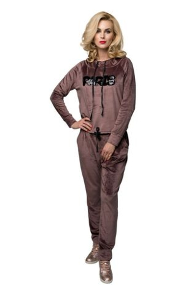 Спортивный костюм с аппликацией из пайеток (Размер: L) (Цвет: коричневый)