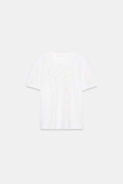 ZARA ФУТБОЛКА С БАНТОМ СПЕРЕДИ, БЕЛЫЙ