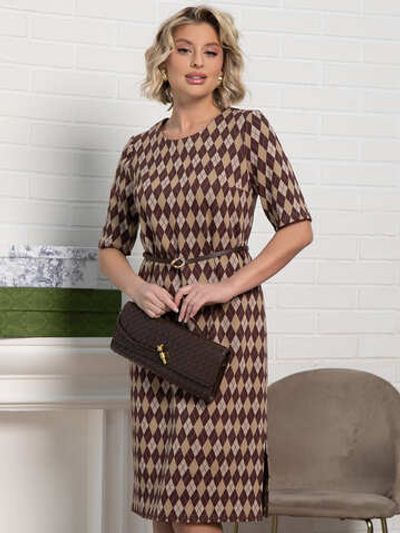 Платье трикотажное Лорейн (бежево-коричневое) П15189-25М LT Collection